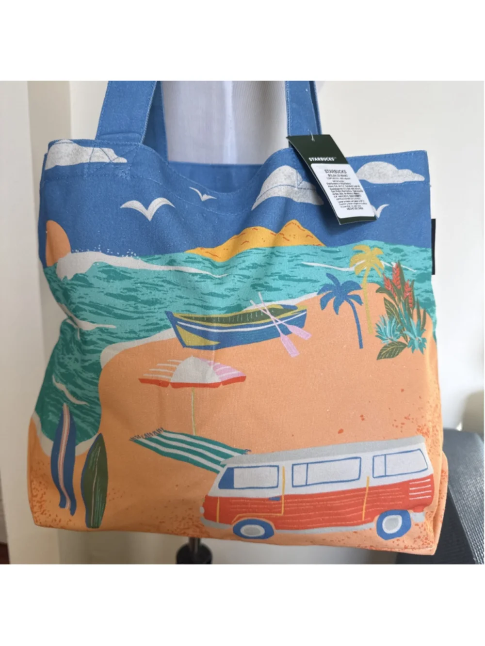 Starbucks Mexico Canvas Beach Tote VW Van Summer NWT